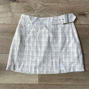 Forever 21 Beige Plaid Mini Skirt with Belt
